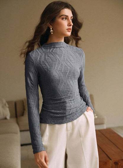 Women's Textured T-Shirt with Adjustable Cut - Linheir