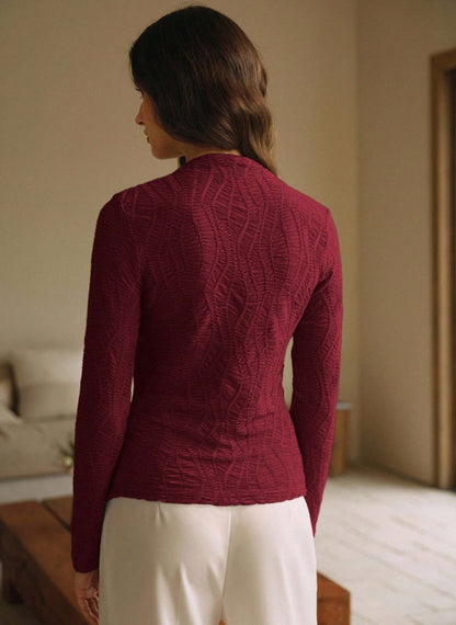 Women's Textured T-Shirt with Adjustable Cut - Linheir