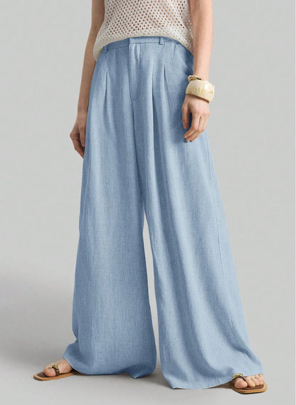 Women's Wide-Waisted Pleated Pants – Linheir