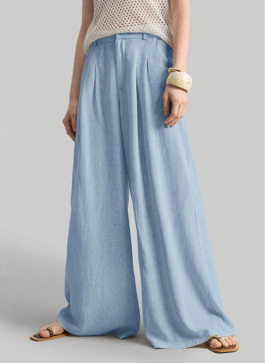 Women's Wide-Waisted Pleated Pants – Linheir