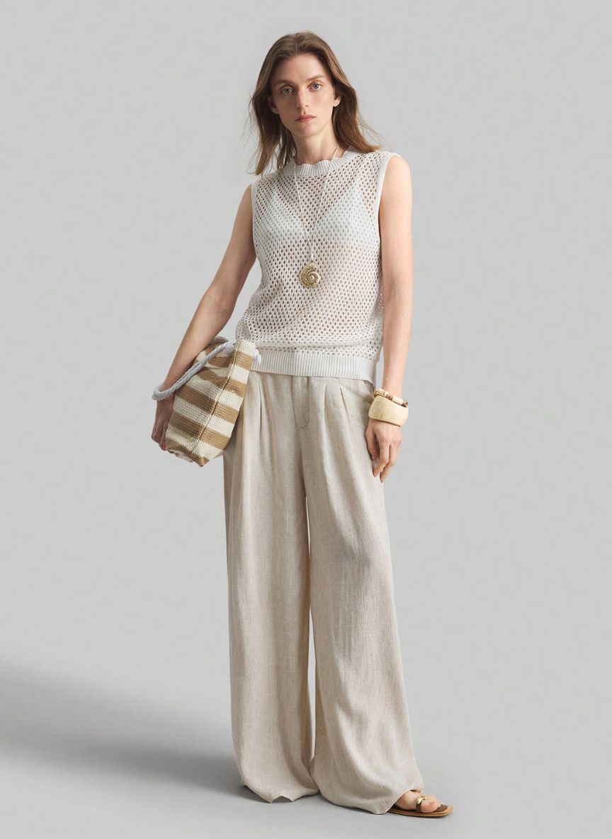 Women's Wide-Waisted Pleated Pants – Linheir