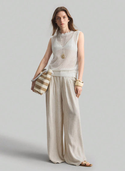 Women's Wide-Waisted Pleated Pants – Linheir