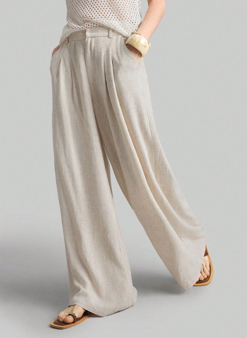 Women's Wide-Waisted Pleated Pants – Linheir