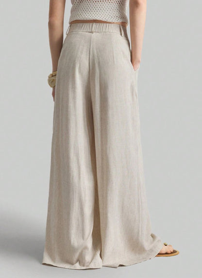 Women's Wide-Waisted Pleated Pants – Linheir