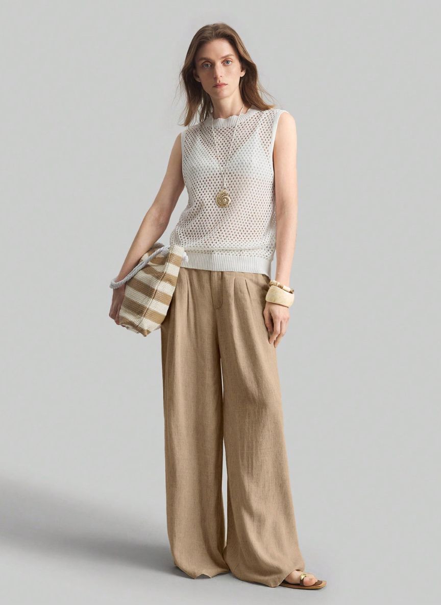 Women's Wide-Waisted Pleated Pants – Linheir