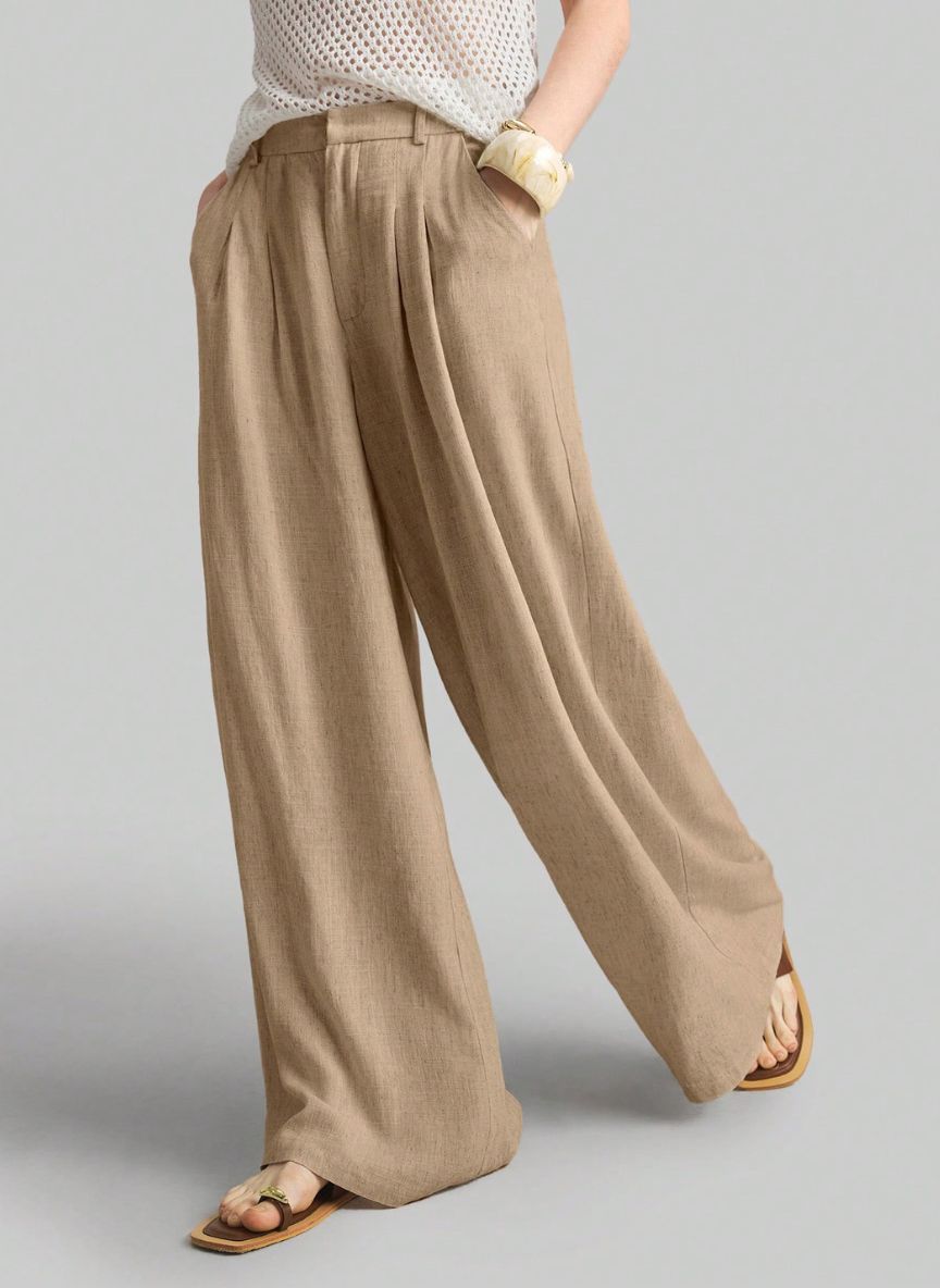 Women's Wide-Waisted Pleated Pants – Linheir