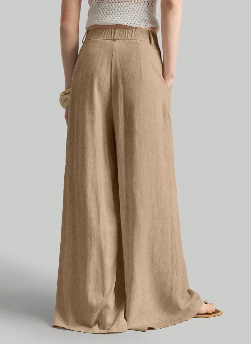 Women's Wide-Waisted Pleated Pants – Linheir