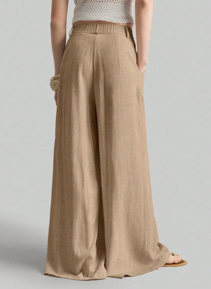 Women's Wide-Waisted Pleated Pants – Linheir