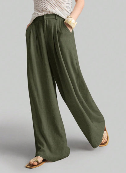 Women's Wide-Waisted Pleated Pants – Linheir