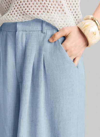 Women's Wide-Waisted Pleated Pants – Linheir