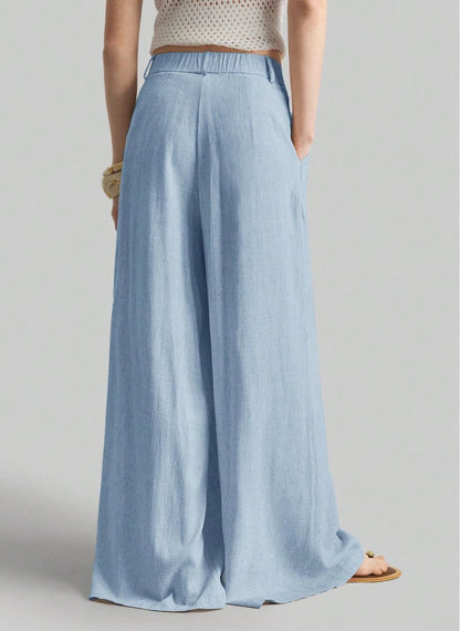 Women's Wide-Waisted Pleated Pants – Linheir