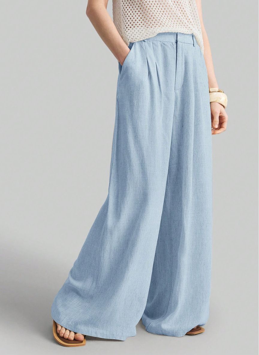 Women's Wide-Waisted Pleated Pants – Linheir