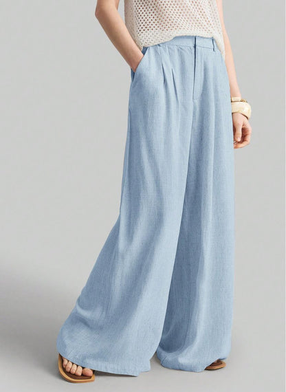 Women's Wide-Waisted Pleated Pants – Linheir