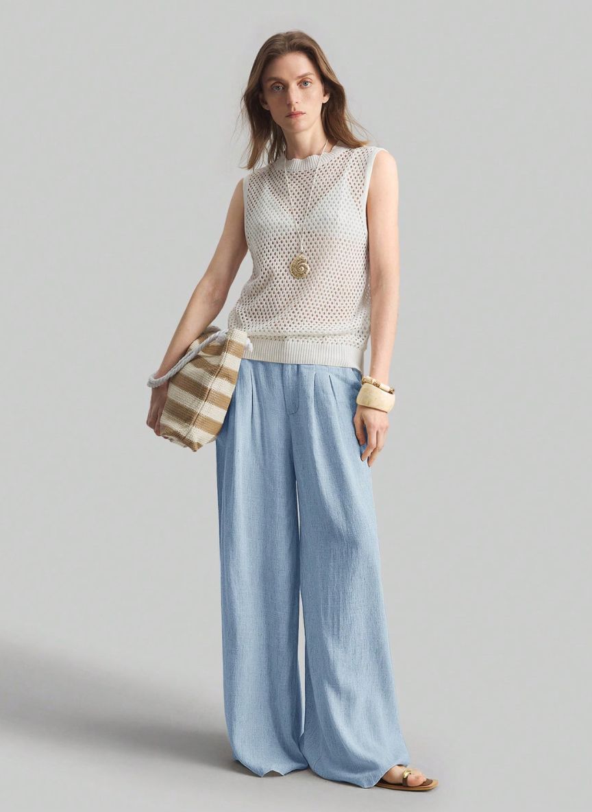 Women's Wide-Waisted Pleated Pants – Linheir