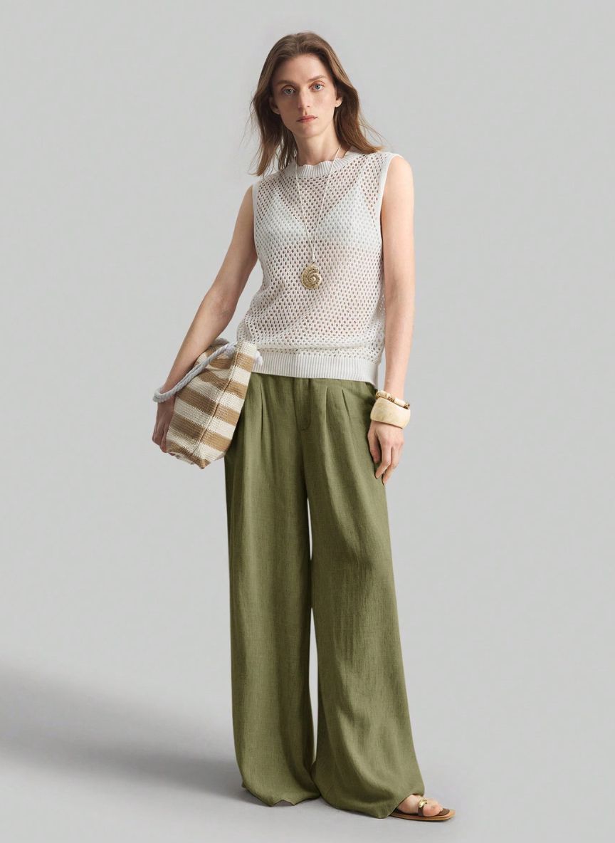 Women's Wide-Waisted Pleated Pants – Linheir