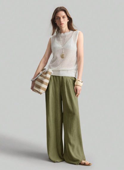 Women's Wide-Waisted Pleated Pants – Linheir