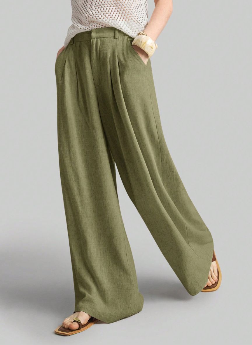 Women's Wide-Waisted Pleated Pants – Linheir