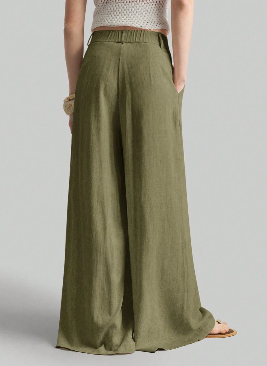 Women's Wide-Waisted Pleated Pants – Linheir